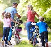 family with bikes