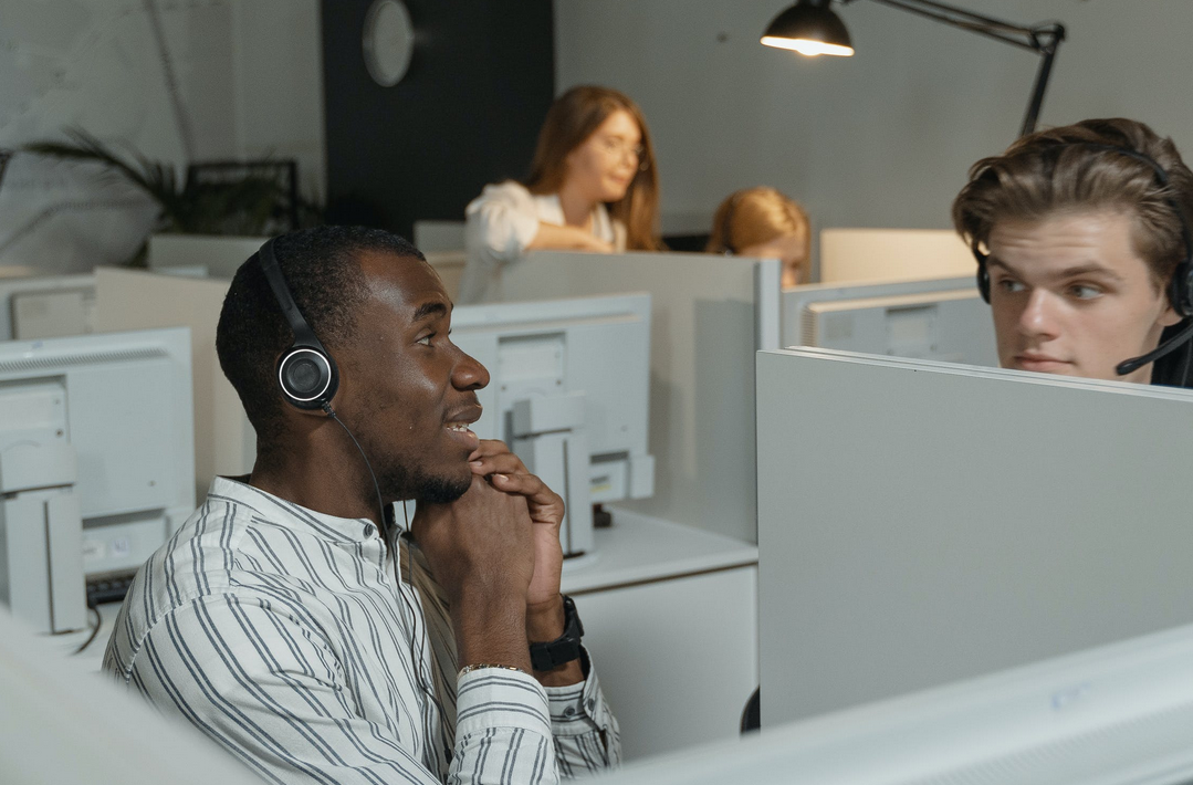 man using headset